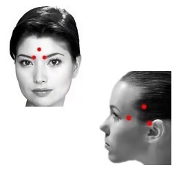 Point for head-pain head - on the face and in the temple